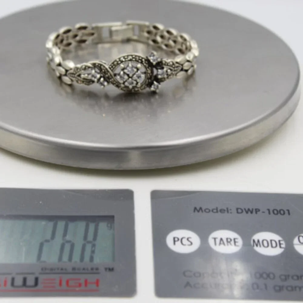 925 Marcasite Rhinestone Bracelet - Picture 6 of 8